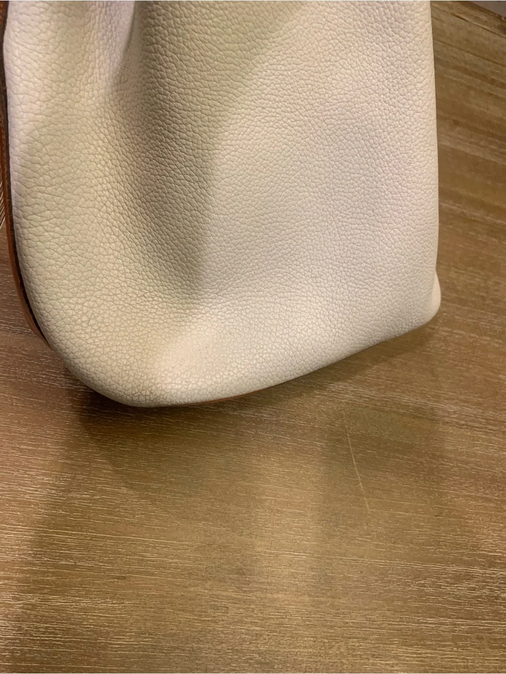 Vintage Dooney & Burke White and Brown Drawstring Bucket Bag with Tassel Accent - Picture 15 of 15